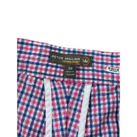 Peter Millar Crown Sport Mens Checkered Shorts Size 38 Chino - Picture 2 of 8